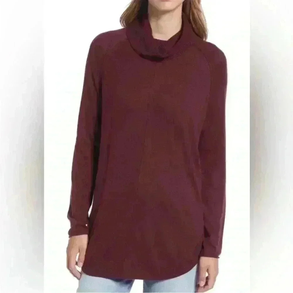 Caslon Turtleneck Tunic Sweater in Burgandy Royals Size Small NWT